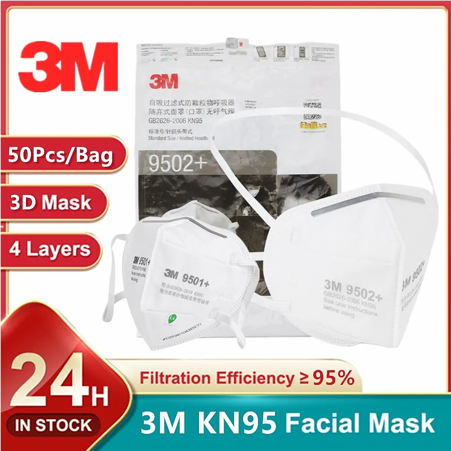 3M Mask 9502+ - 50 pièces/sac 3M KN95 masque facial